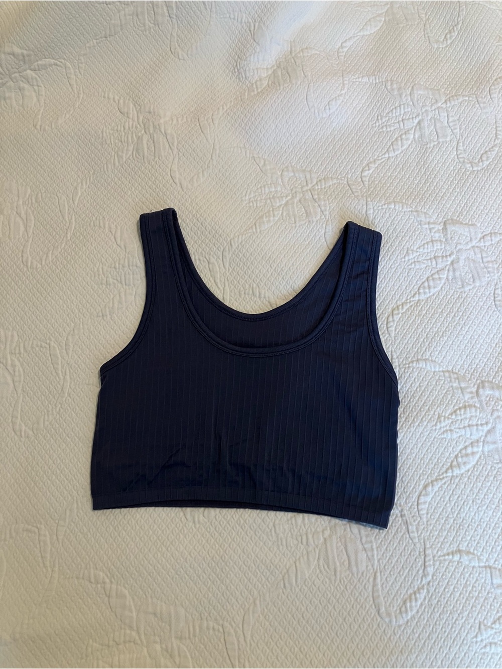 aerie Ribbed Navy Scoop Crop Tank